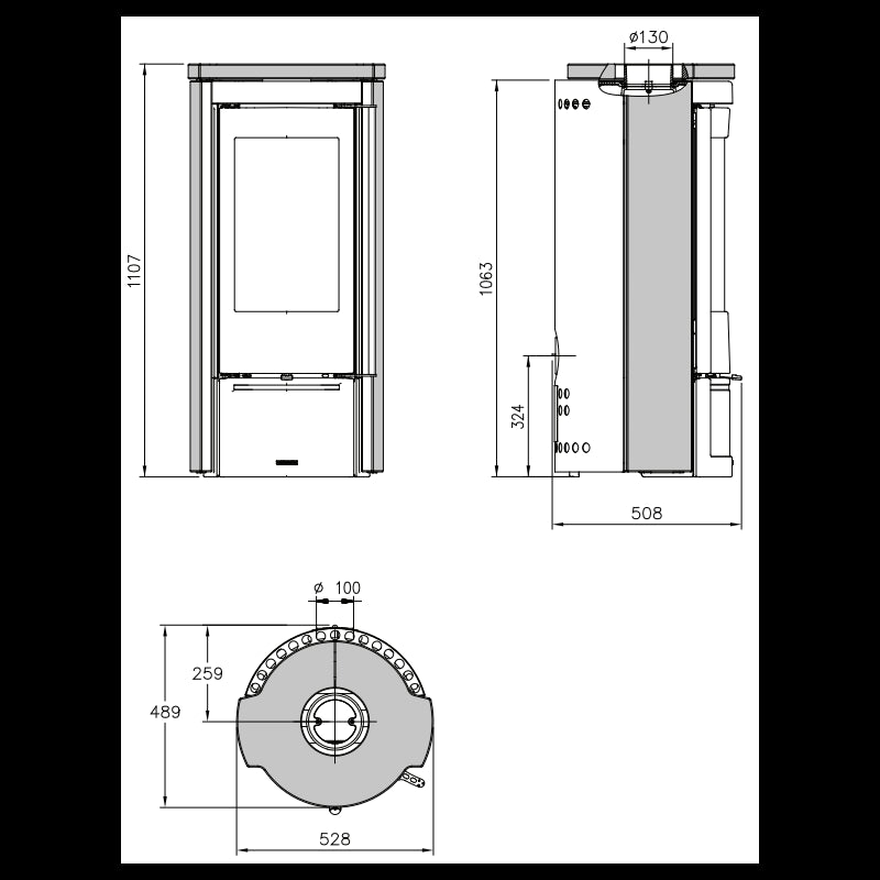 Liù Pietra Holzofen 7,5 kW mit großzügiger Steinoptik für Wohnräume