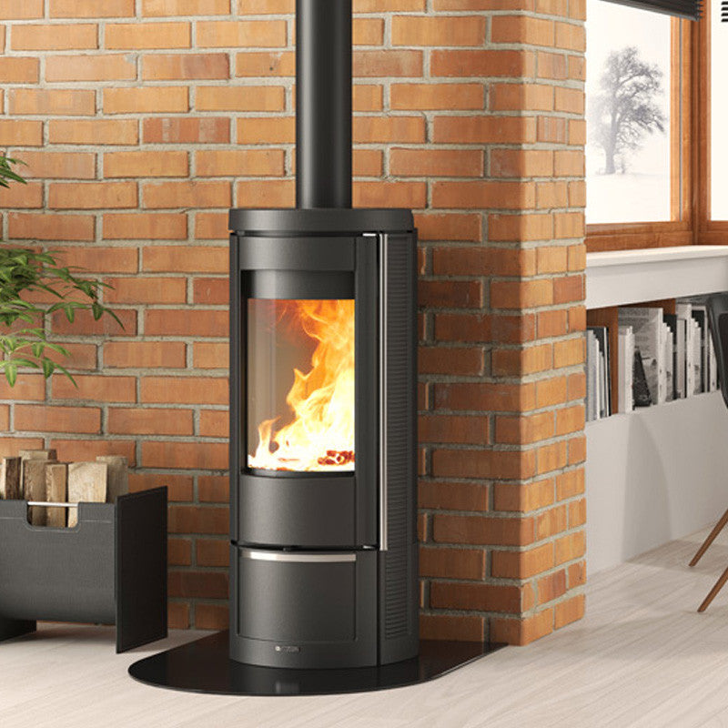 Marlena Holzofen 7,5 kW Rund, Hochwertige Gusseisen-Email, Flamme Grün