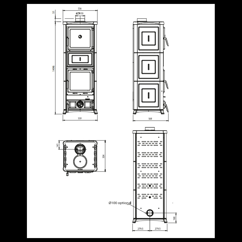 Eleganter Nova Forno Stahlholzofen mit Backfach – Perfekt für Kochen & Heizen