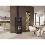 Lade das Bild in den Galerie-Viewer, Eleganter Nova Forno Stahlholzofen mit Backfach – Perfekt für Kochen &amp; Heizen
