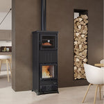 Lade das Bild in den Galerie-Viewer, Eleganter Nova Forno Stahlholzofen mit Backfach – Perfekt für Kochen &amp; Heizen
