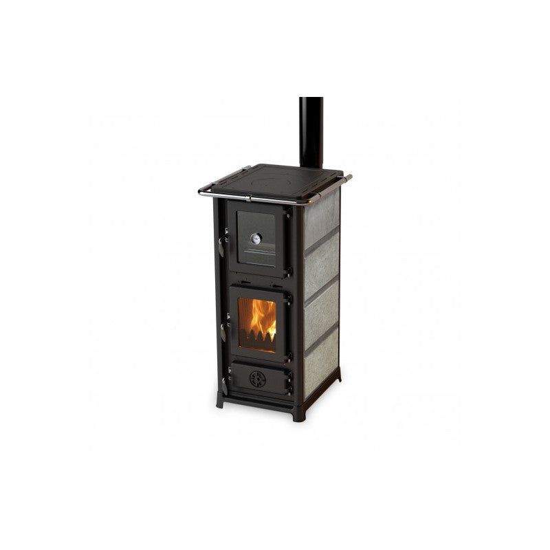MBS Olympia Holzofen mit Backofen und Kochplatte, Speckstein, 12,2 kW