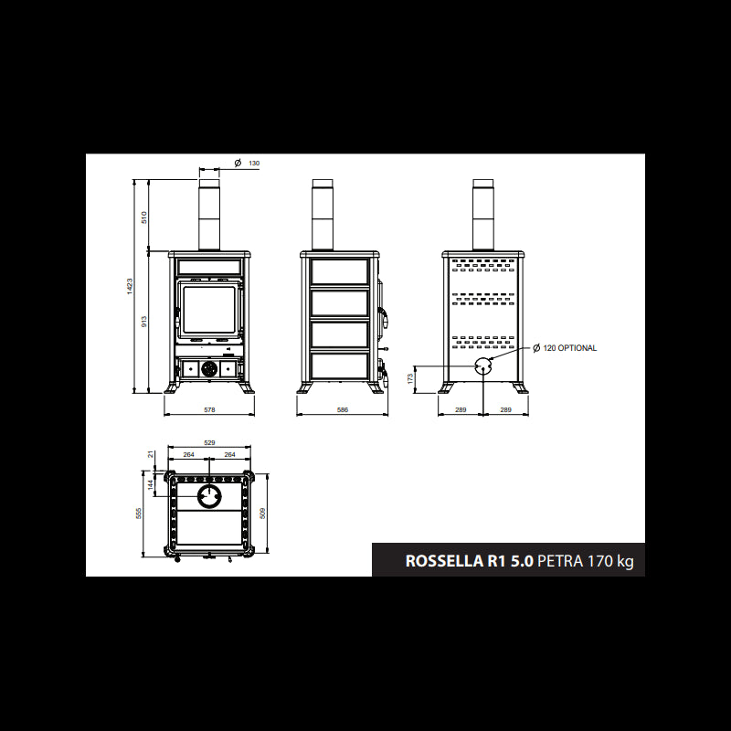 Rossella R1 5.0 Petra Holzofen – kraftvoll, stilvoll, 9 kW