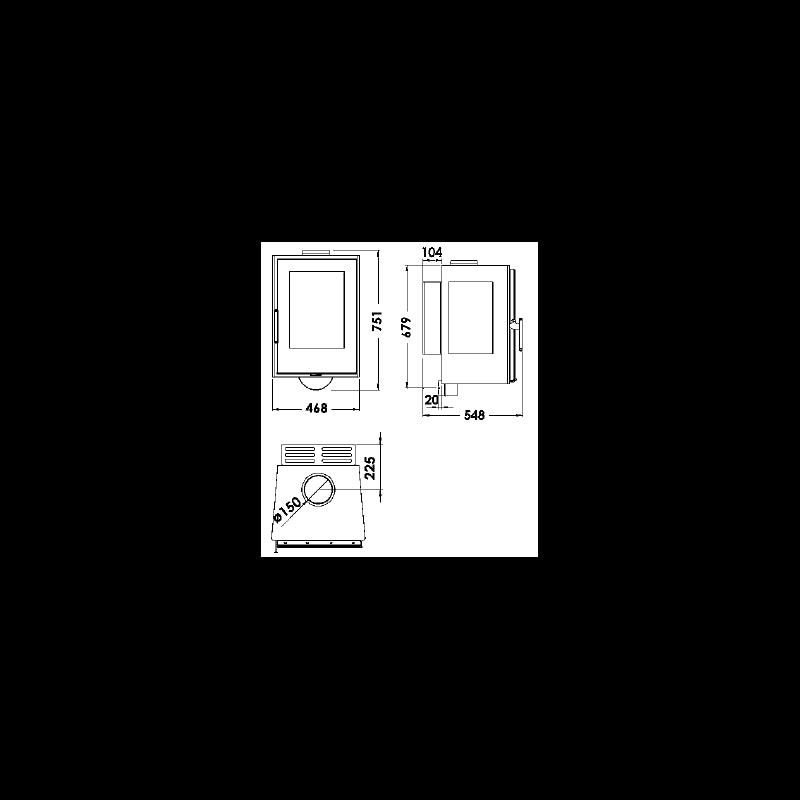 Panadero Inca Wall hängender Holzofen 8 kW – modernes Design