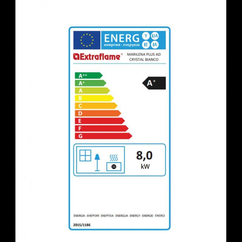 Marilena Plus AD Crystal Pelletofen: Effiziente Raumheizung mit 8 kW Leistung, schlankes Design