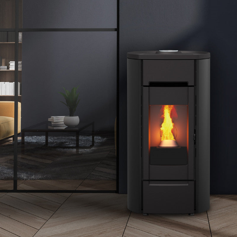 FOCO Cast Round Pelletöfen 8 kW – wasserdicht, ultra leise, 20 kg Tank