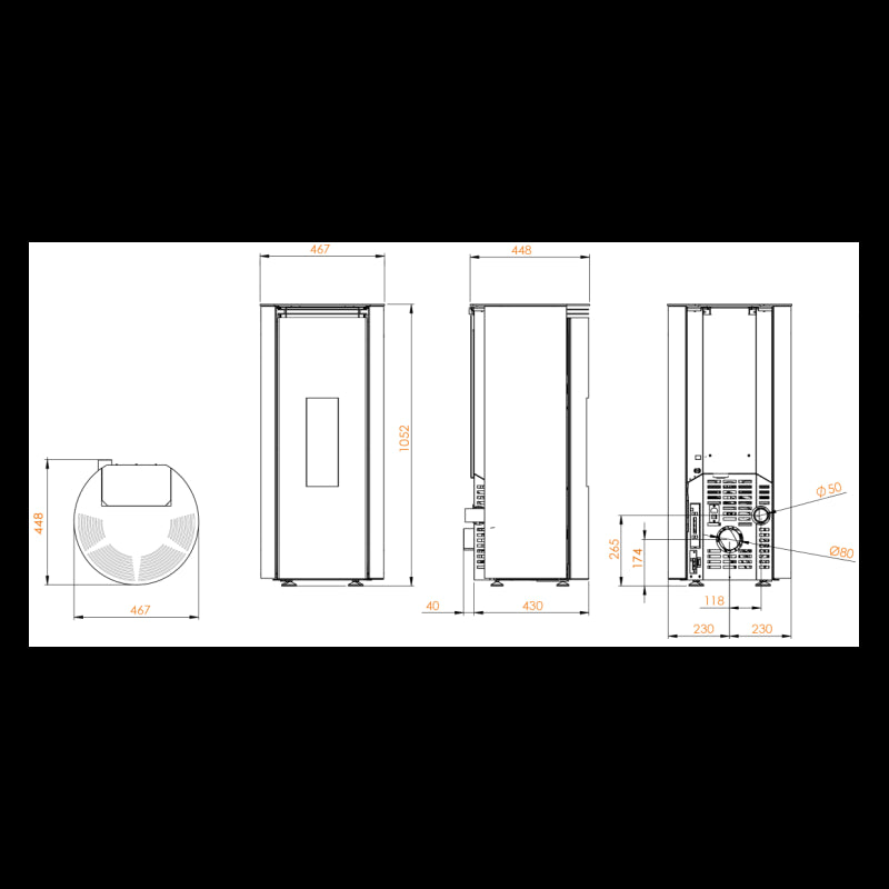 Rimbaud luftdichter Pelleofen 6,5 kW für bis zu 70 m²
