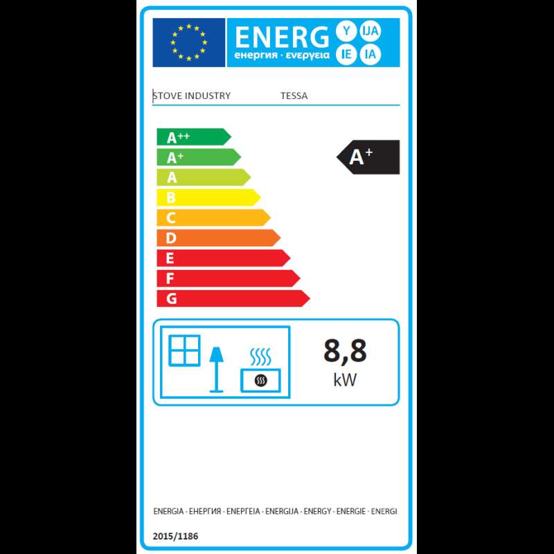 Tessa Pelletheizung 9,6 kW Extra-Flach luftdicht 93,7% Wirkungsgrad