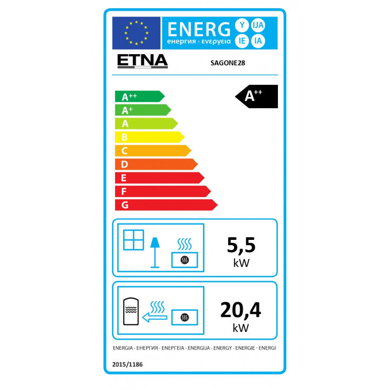 ETNA Hydro Sagone Pelletkaminofen: 27 kW, 95% Wirkungsgrad, Zentralheizung, 31h Autonomie