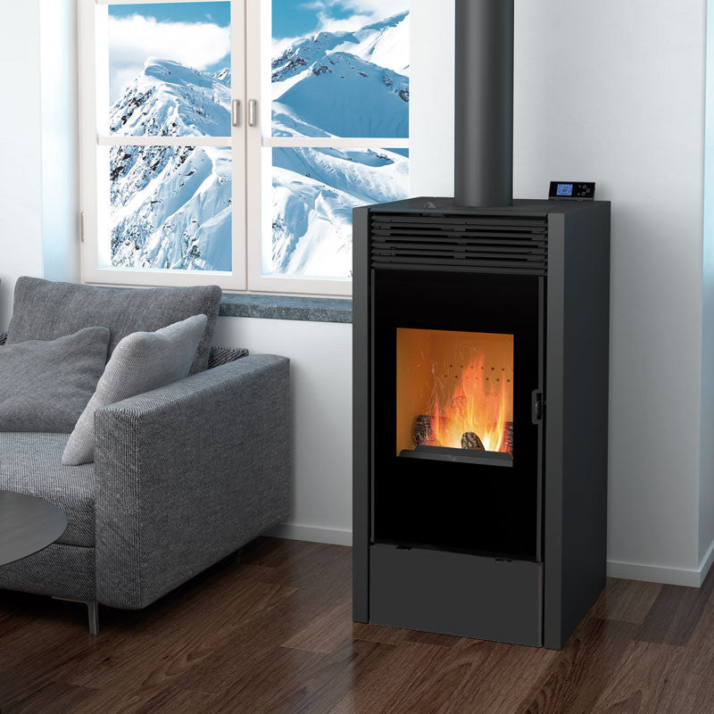 BiWood Hybrid-Holz- und Pelletbrenner mit Siebdruckglas – 11,2 kW