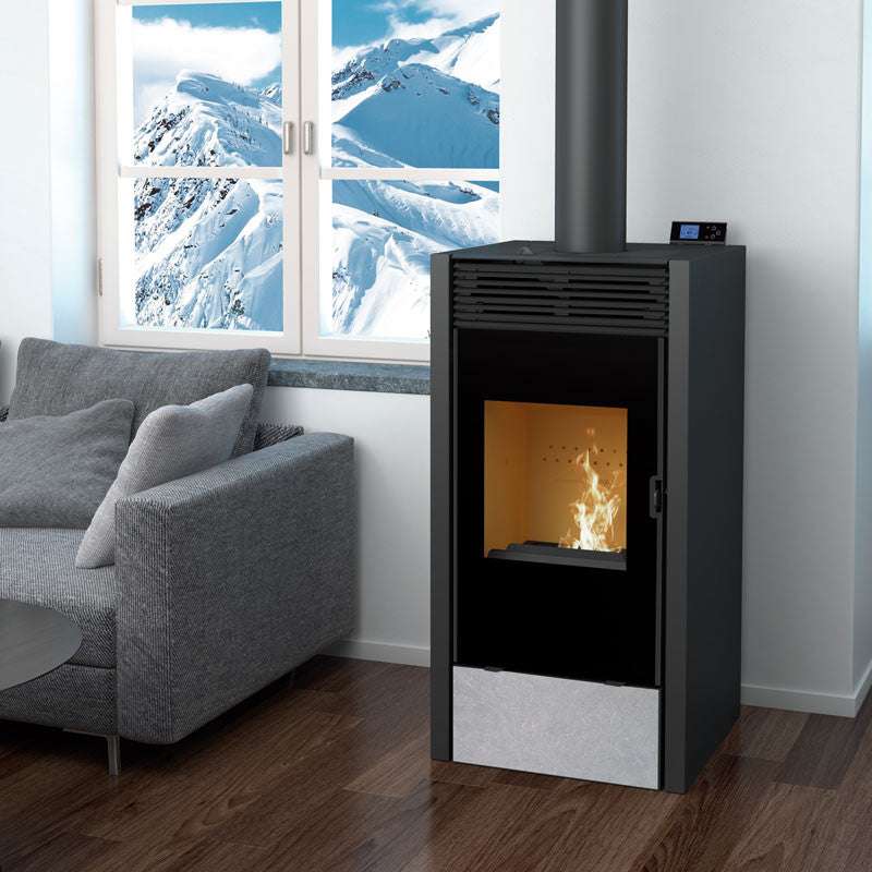 BiWood Hybrid-Holz-Pellet-Ofen 11 kW mit Glasfront und Luftverteilung