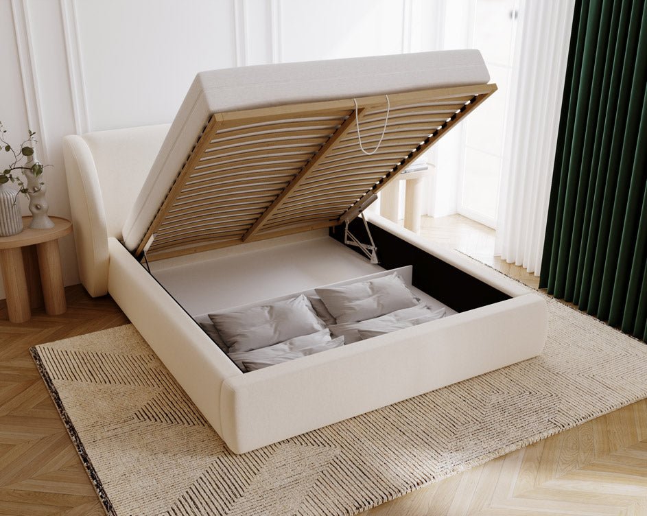 Luxuriöses Samt Polsterbett Monaco mit Integriertem Stauraum – Modernes Designerbett