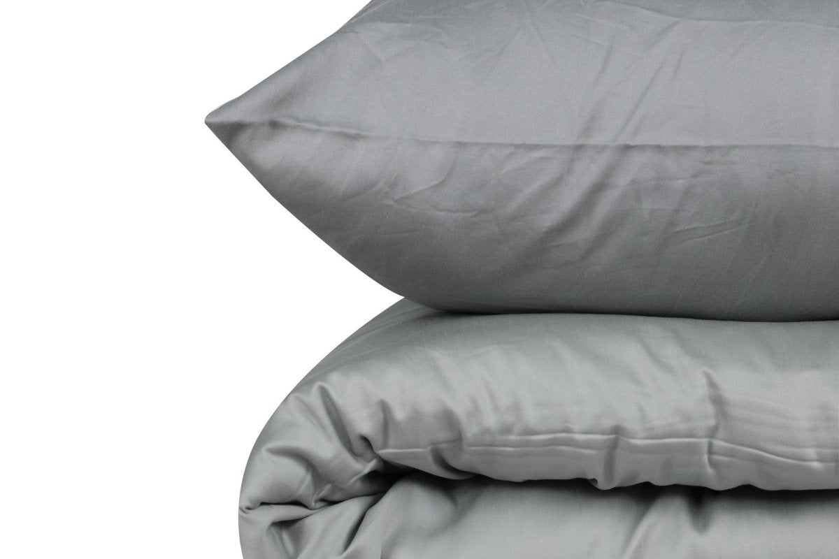 Luxuriöses Anthrazit Premium Satin Baumwoll-Bettwäsche-Set mit 210 Fadendichte