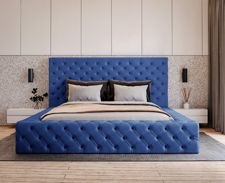 Luxuriöses Designer Samt Polsterbett Lana mit großem Stauraum – Modern & Bequem
