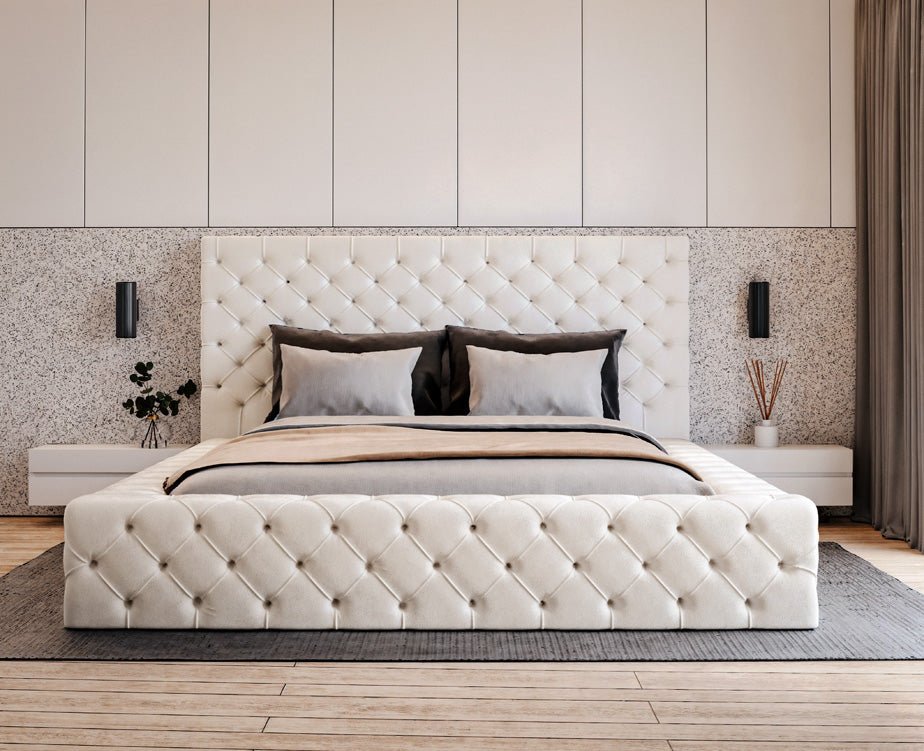 Luxuriöses Designer Samt Polsterbett Lana mit großem Stauraum – Modern & Bequem