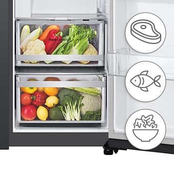 LG Side-by-Side Kühlschrank GSLE91EVAB: InstaView, Craft Ice, 623L, Black Steel