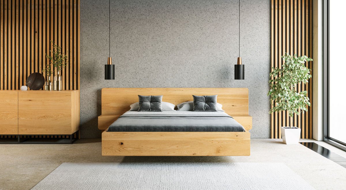 Luxuriöses Ophelia Massivholz Bett aus Eiche – Schwebendes Design & Edle Verarbeitung