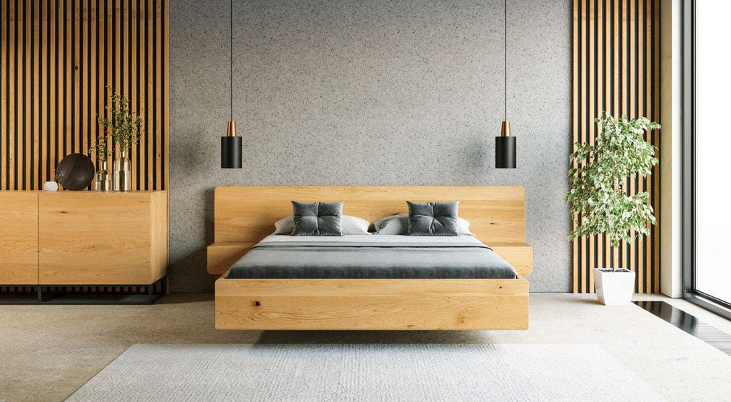 Luxuriöses Ophelia Massivholz Bett aus Eiche – Schwebendes Design & Edle Verarbeitung
