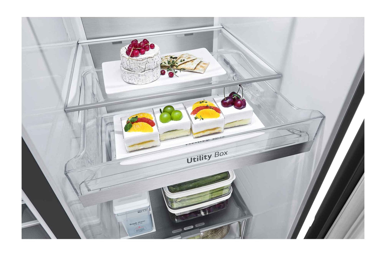 LG Side-by-Side Kühlschrank GSLE91EVAB: InstaView, Craft Ice, 623L, Black Steel
