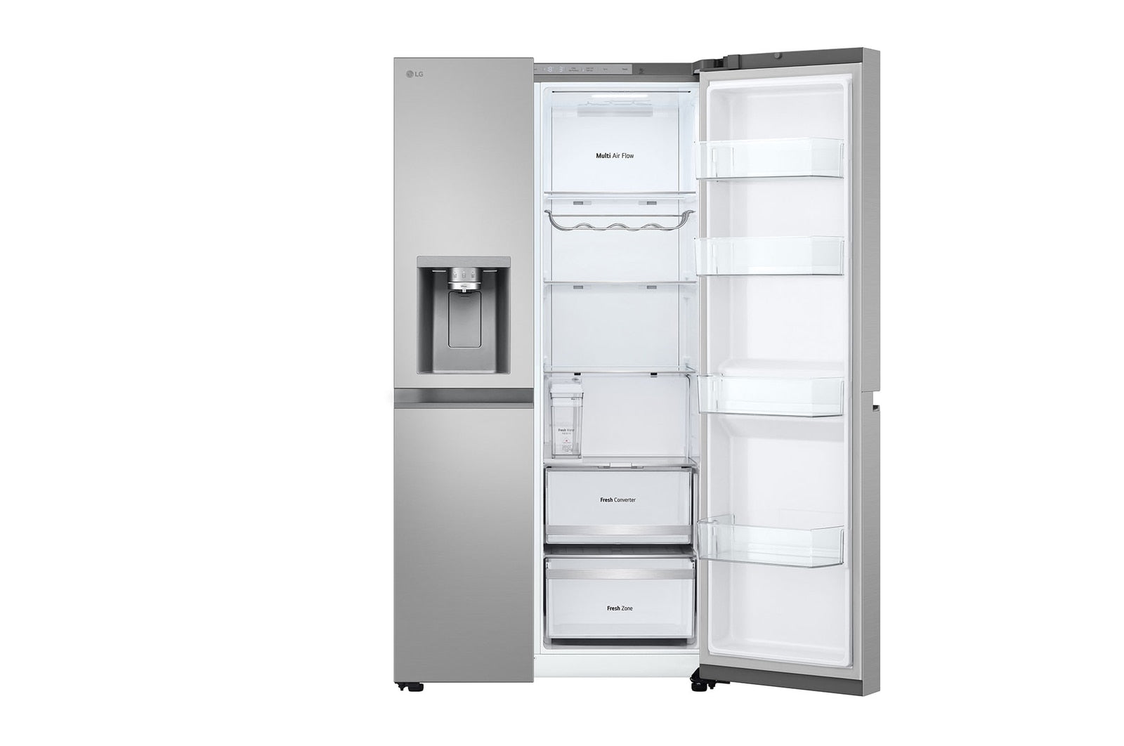 LG Side-by-Side Kühlschrank Prime Silver: 625L, Eis-, Crushed Ice- & Wasserspender