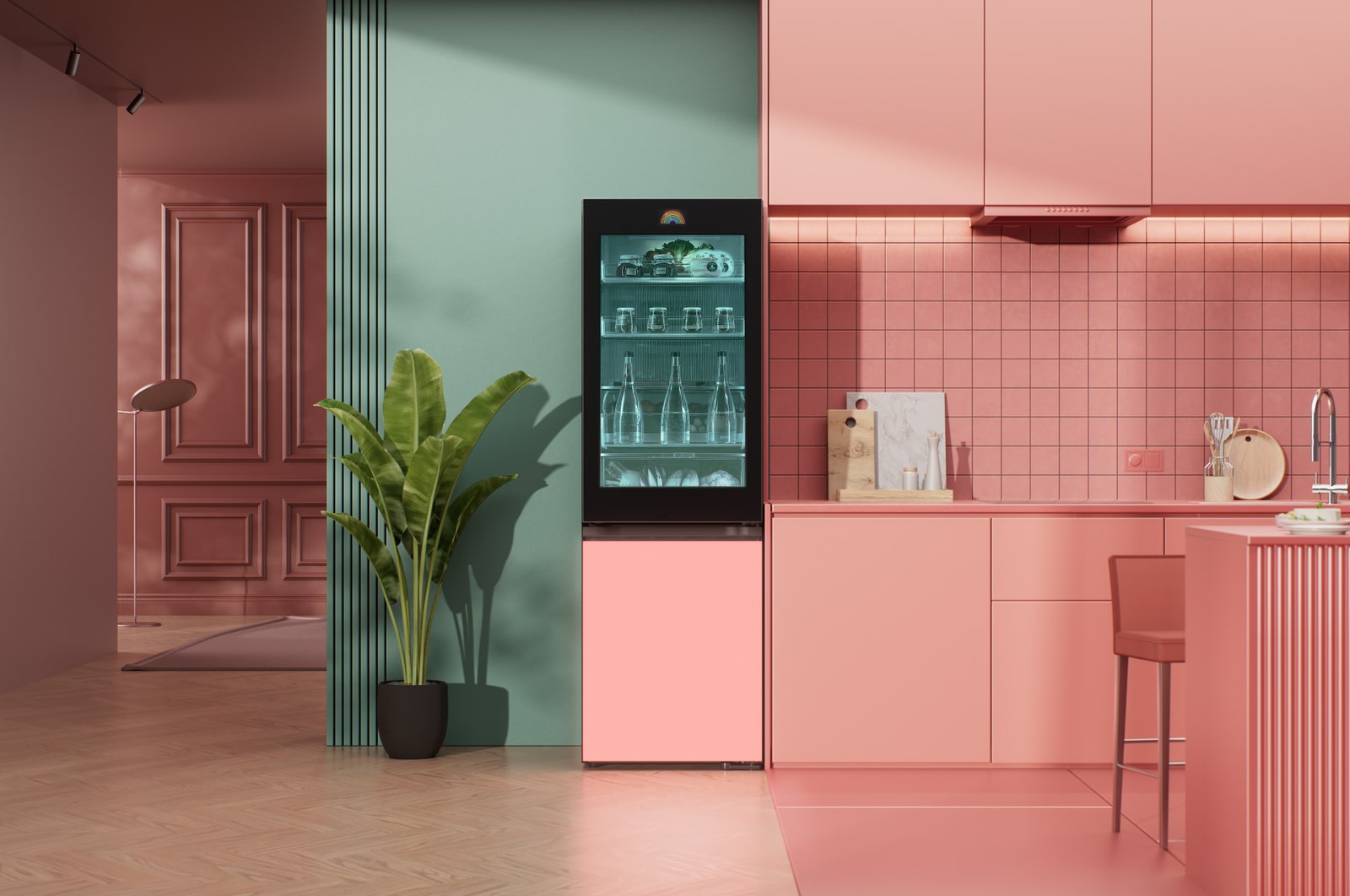 LG MoodUP® Intelligente Kühl-Gefrierkombination mit InstaView, Bluetooth-Lautsprecher & Farbwechsel-LED-Türen