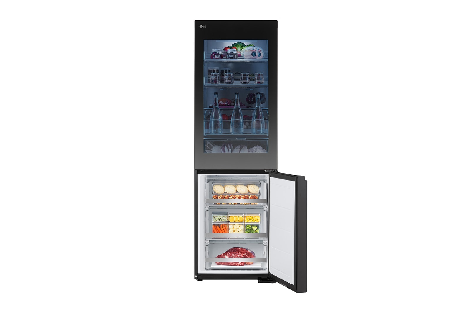 LG InstaView Kühl-Gefrierkombination: 349L, 186cm hoch, Smart Inverter Kompressor, No Frost