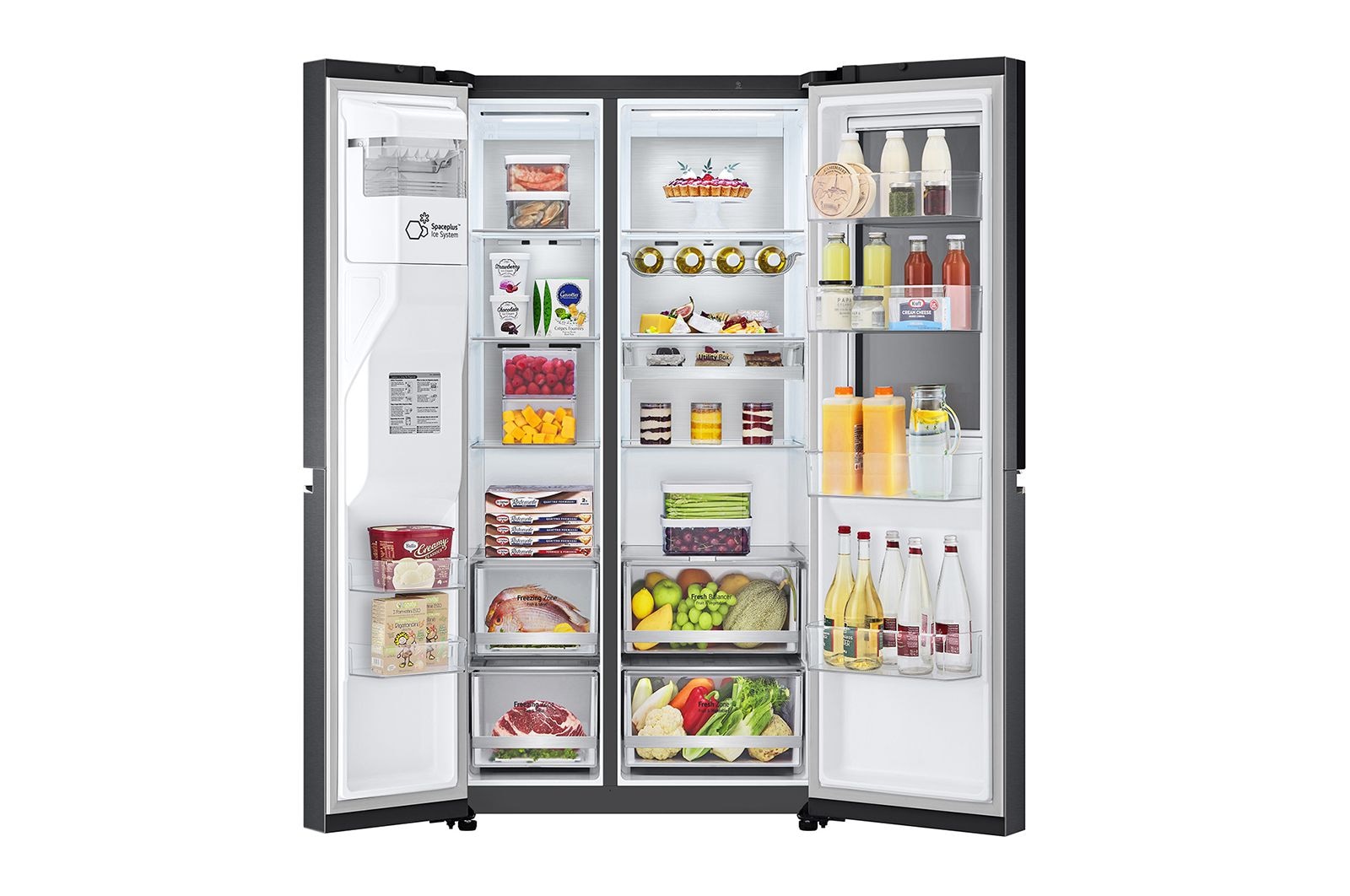 LG GSXV90MCAE InstaView Side-by-Side Kühlschrank, 635L, Eis- & Wasserspender, Mattschwarz
