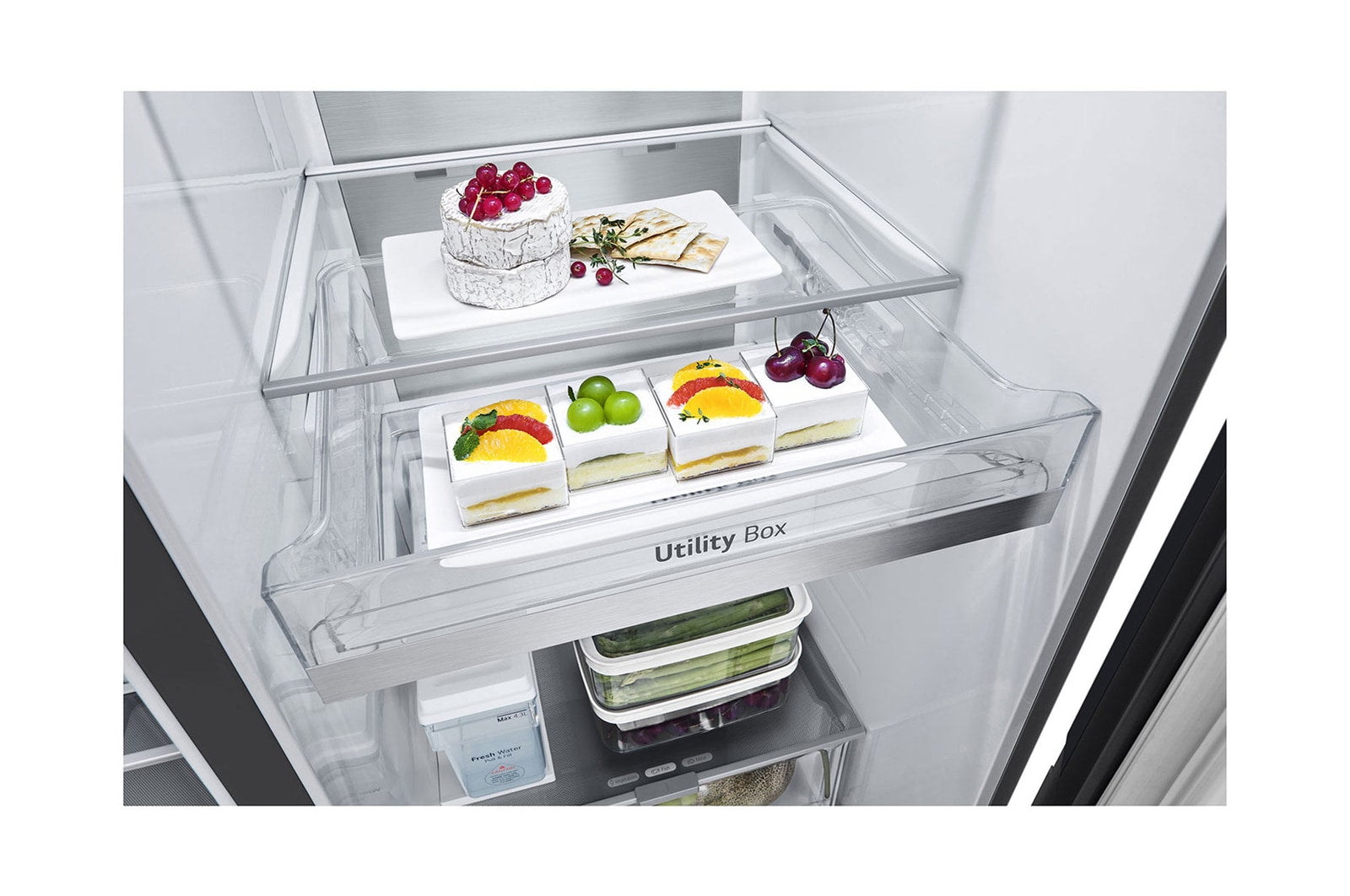 LG InstaView Side-by-Side Kühlschrank: 628L, Eis-, Wasser-Spender, Smart Inverter Kompressor