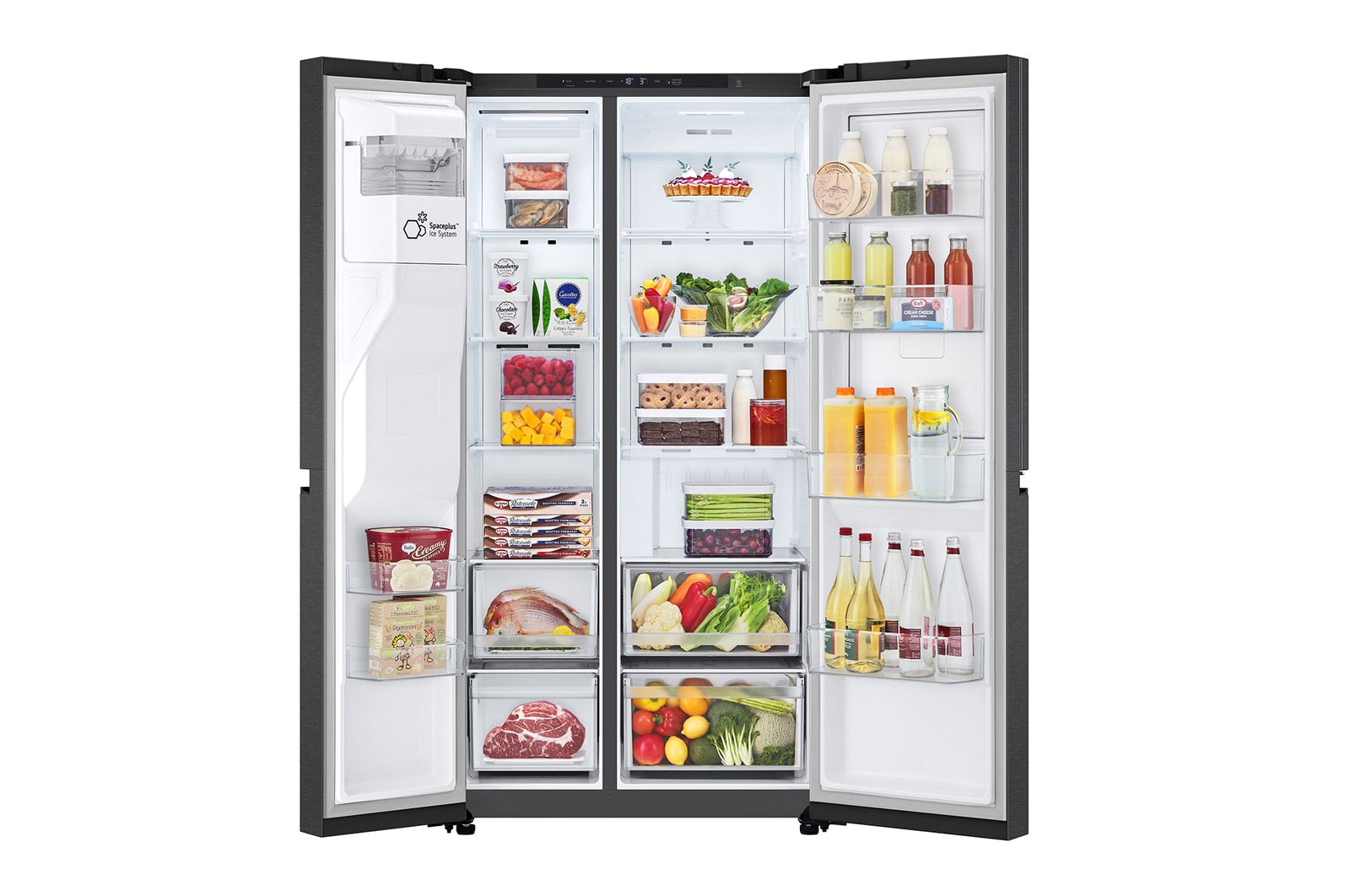 LG Side-by-Side Kühlschrank: 638L, Eis-, Crushed Ice- & Wasserspender, Mattschwarz