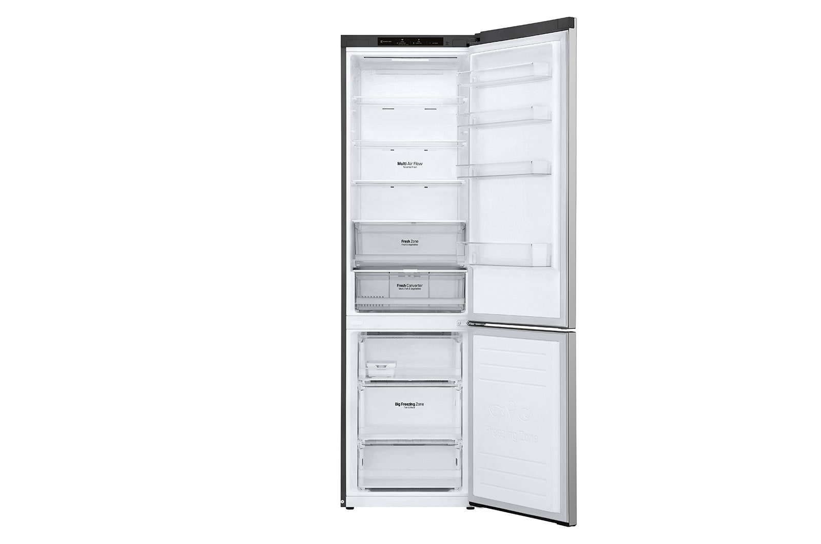 LG Kühl-Gefrierkombination Smart Inverter Kompressor, 384L, Energieeffizienz B, Silber