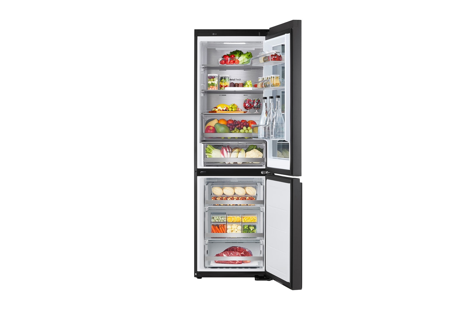 LG InstaView Kühl-Gefrierkombination: 349L, 186cm hoch, Smart Inverter Kompressor, No Frost
