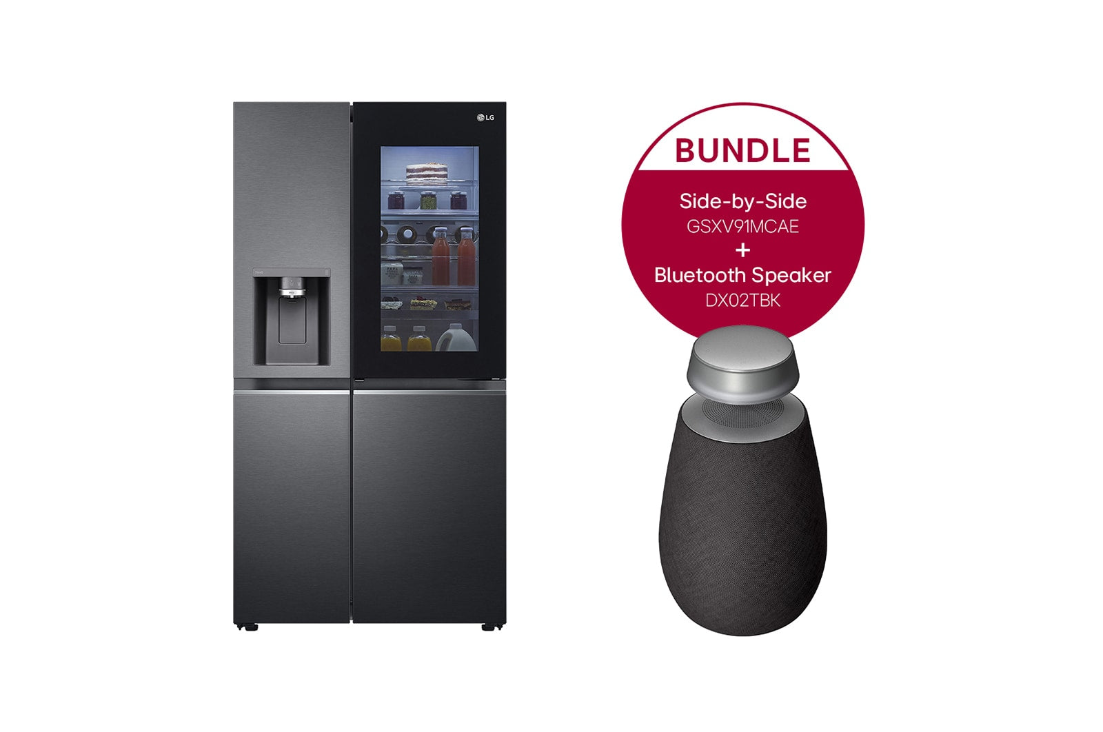 LG InstaView Door-in-Door® Side-by-Side Kühlschrank mit XBOOM 360 Lautsprecher Bundle