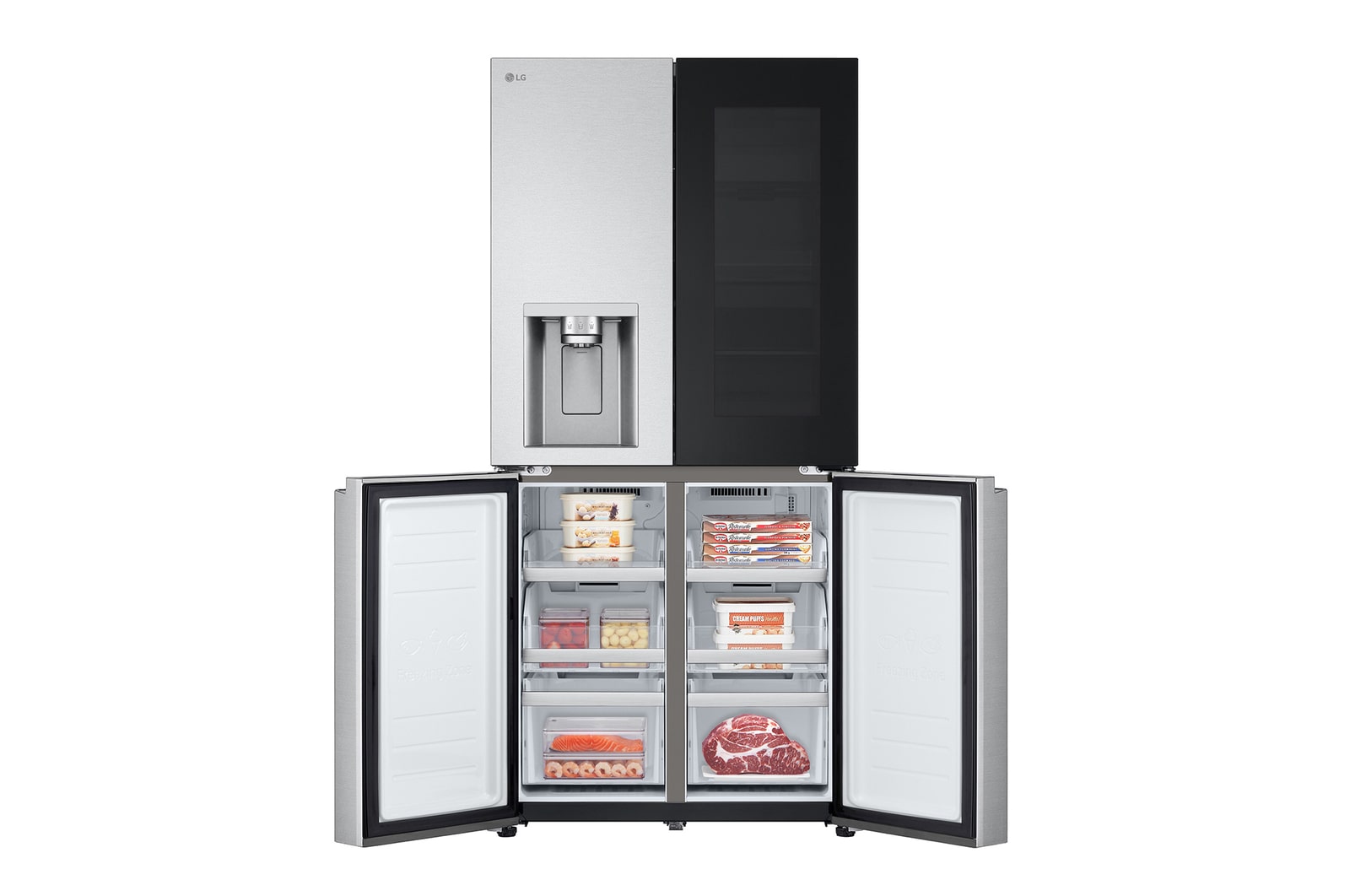 LG InstaView Multi-Door Kühlschrank 508L mit Eis-/Wasserspender, Total No Frost