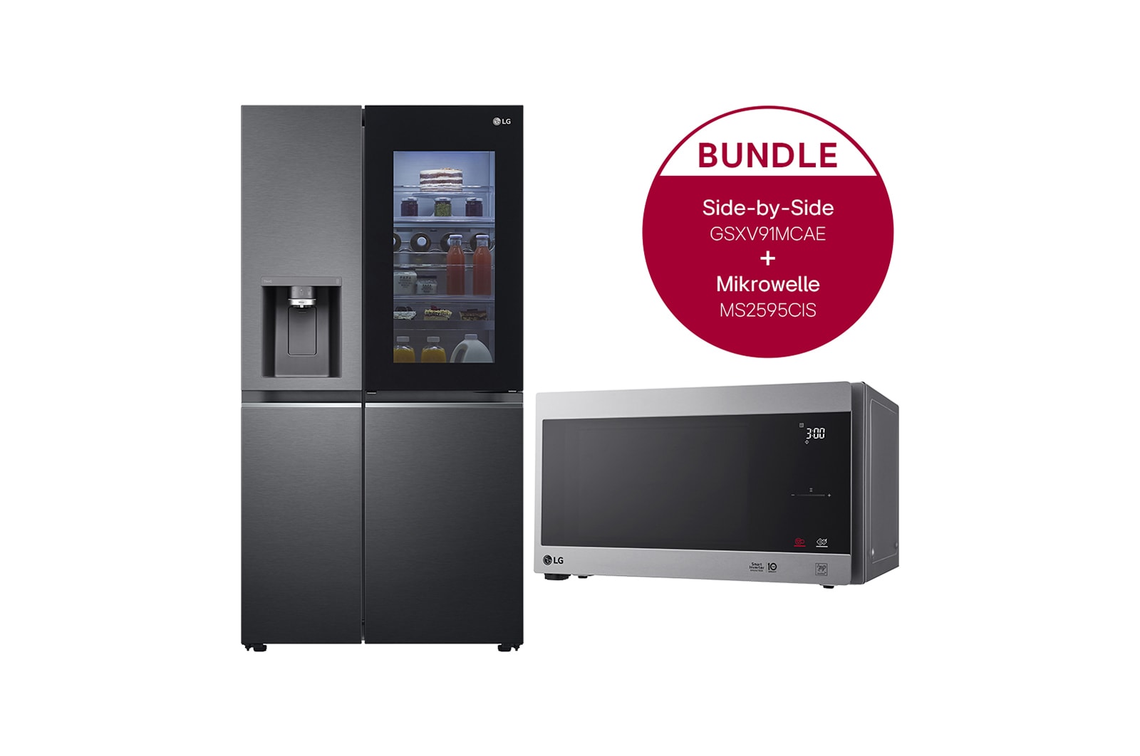 LG Kühlschrank-Mikrowellen-Bundle: InstaView Side-by-Side & Smart Inverter Mikrowelle