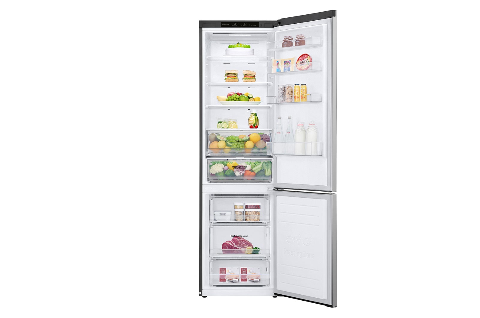 LG Kühl-Gefrierkombination Smart Inverter Kompressor, 384L, Energieeffizienz B, Silber