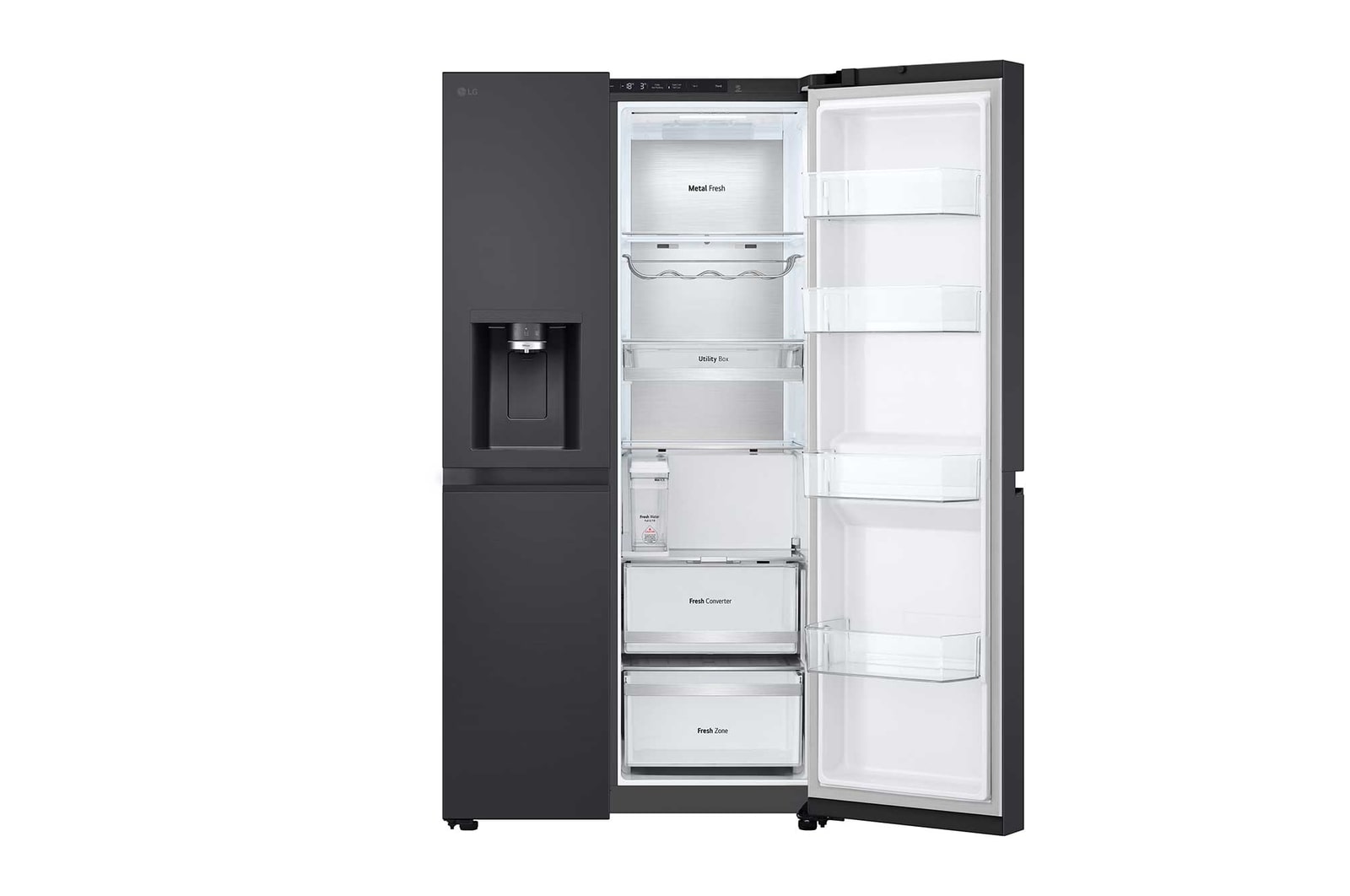 LG Side-by-Side Kühlschrank GSLE91EVAB: InstaView, Craft Ice, 623L, Black Steel