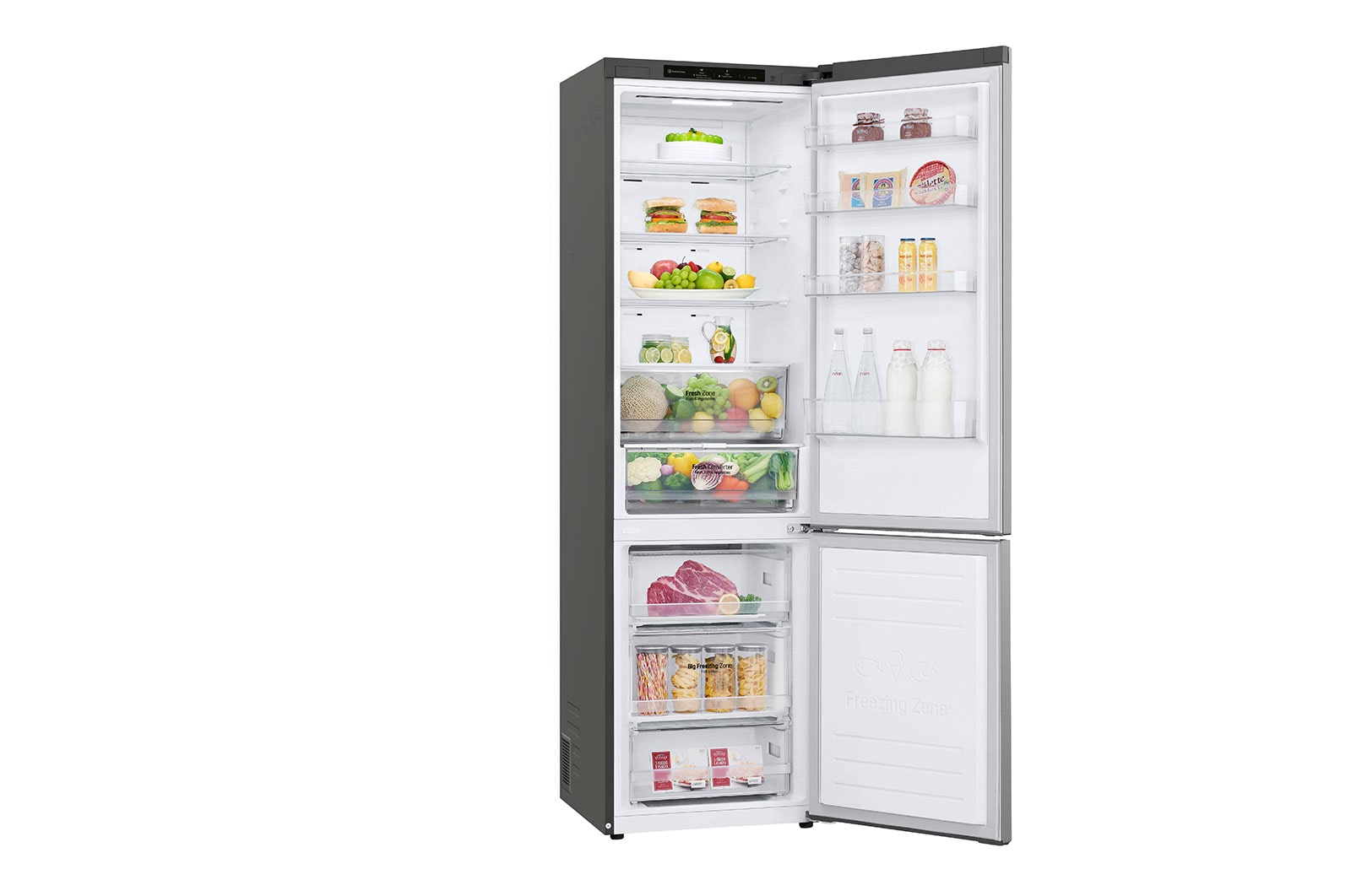LG Kühl-Gefrierkombination Smart Inverter Kompressor, 384L, Energieeffizienz B, Silber
