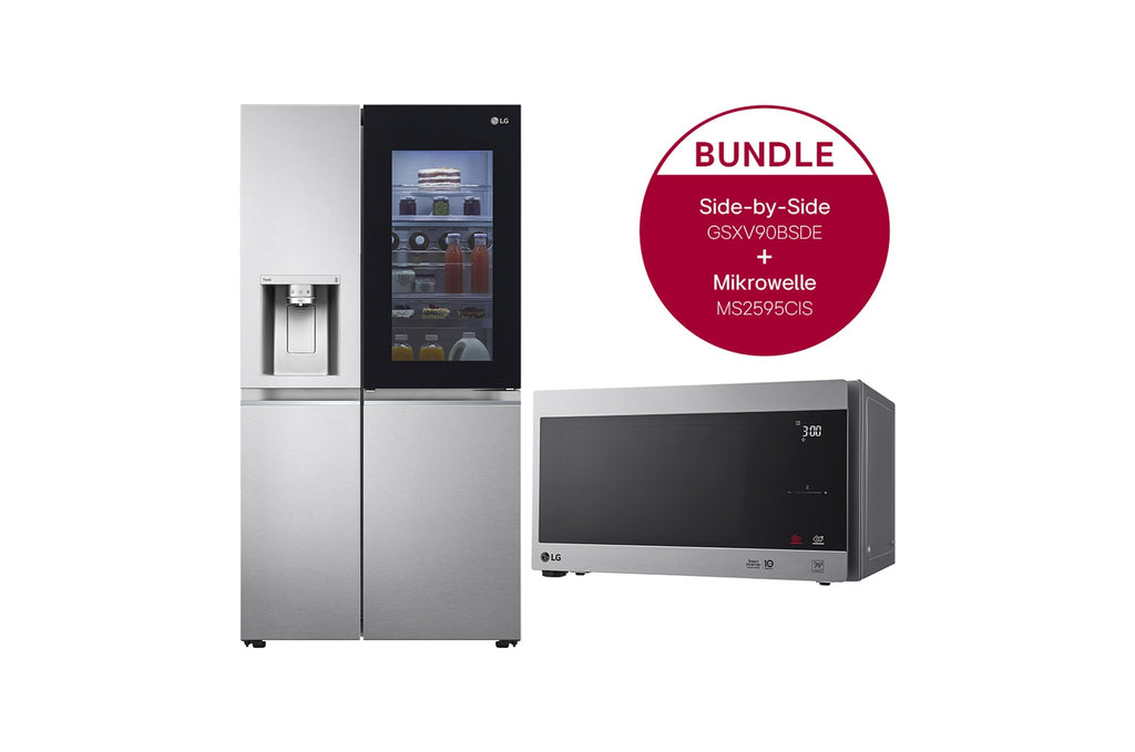 LG Side-by-Side Kühlschrank InstaView Door-in-Door® & Solo-Mikrowelle Komplett-Set