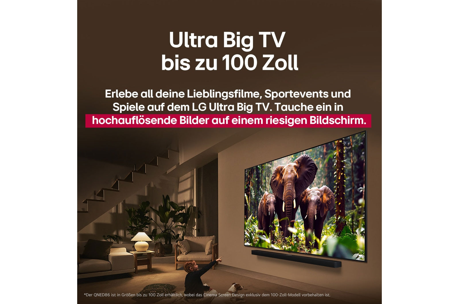 LG 100 Zoll QNED evo AI 4K MiniLED Smart TV – Brillantes Heimkinoerlebnis