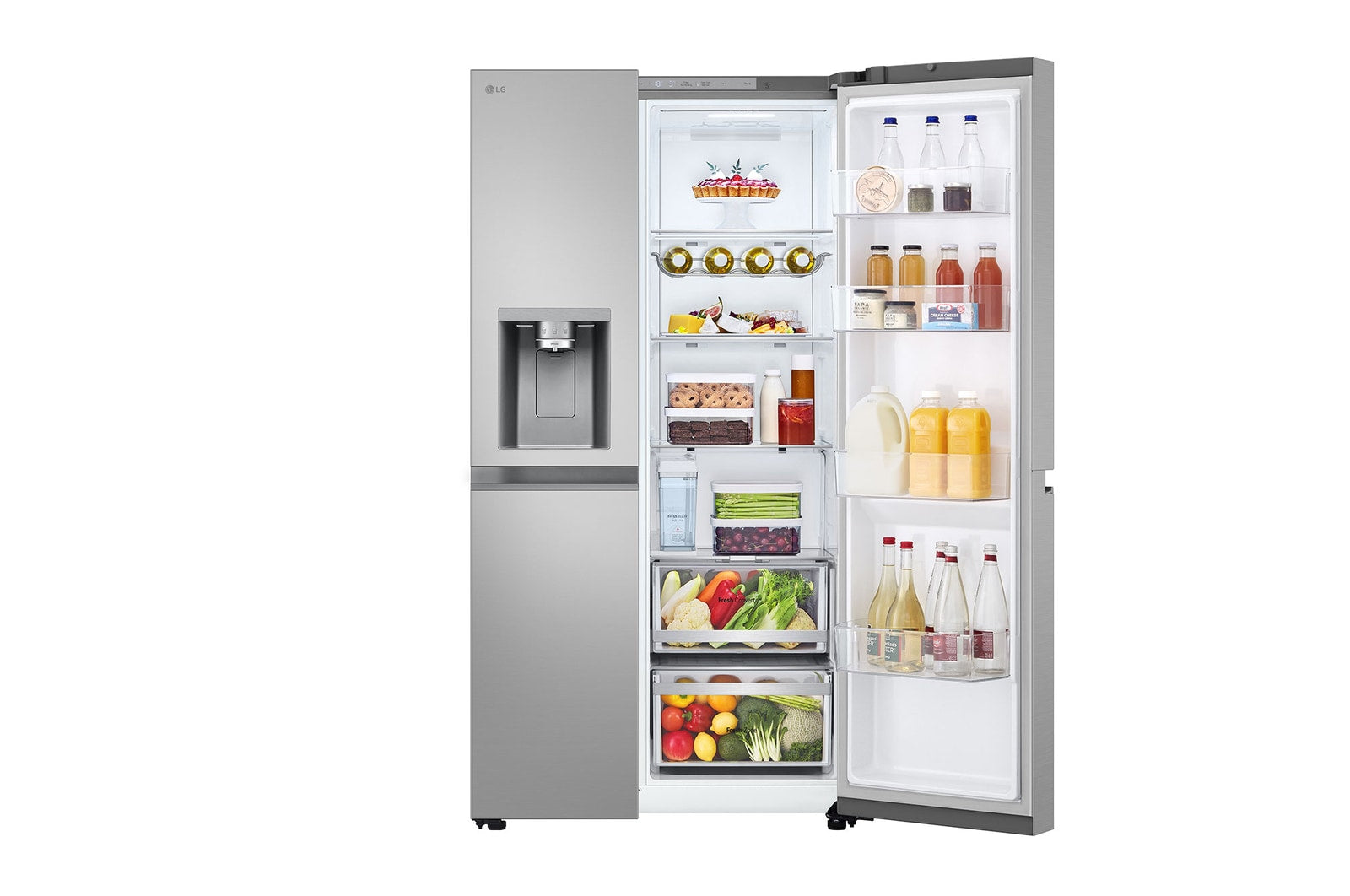 LG Side-by-Side Kühlschrank Prime Silver: 625L, Eis-, Crushed Ice- & Wasserspender