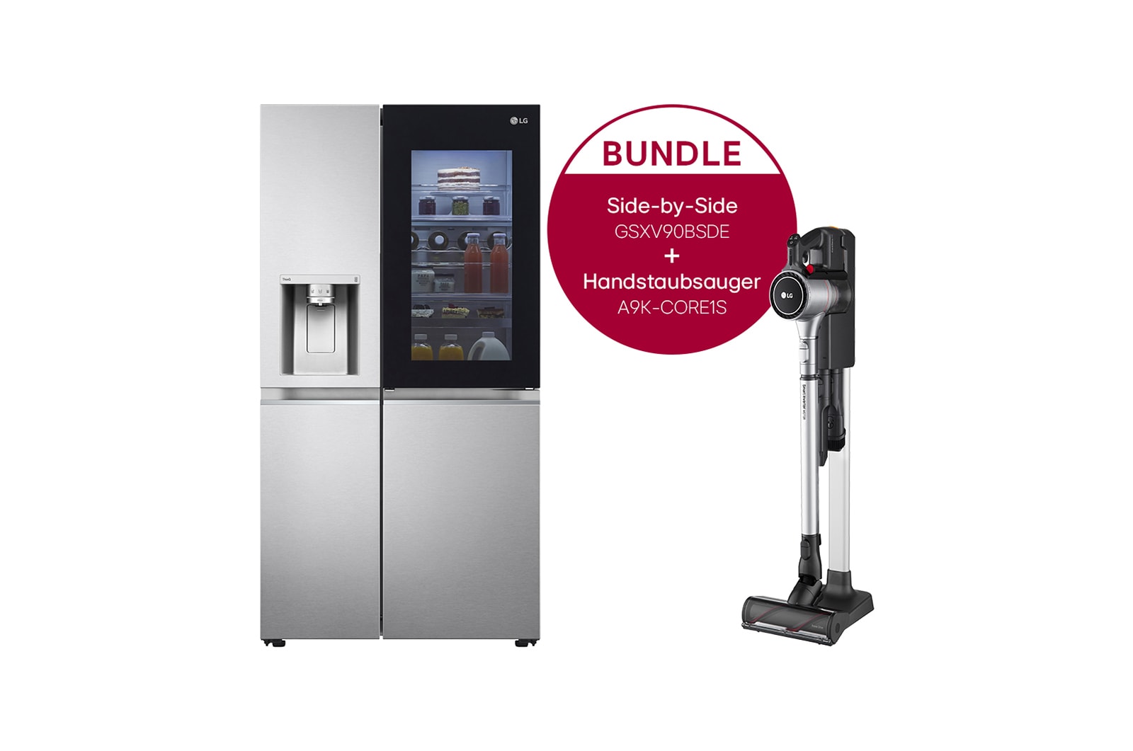 LG InstaView Side-by-Side Kühlschrank & Akku-Staubsauger: Smartes Kühl- und Reinigungs-Set