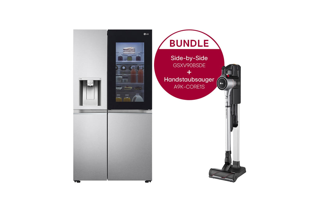 LG InstaView Side-by-Side Kühlschrank & Akku-Staubsauger: Smartes Kühl- und Reinigungs-Set