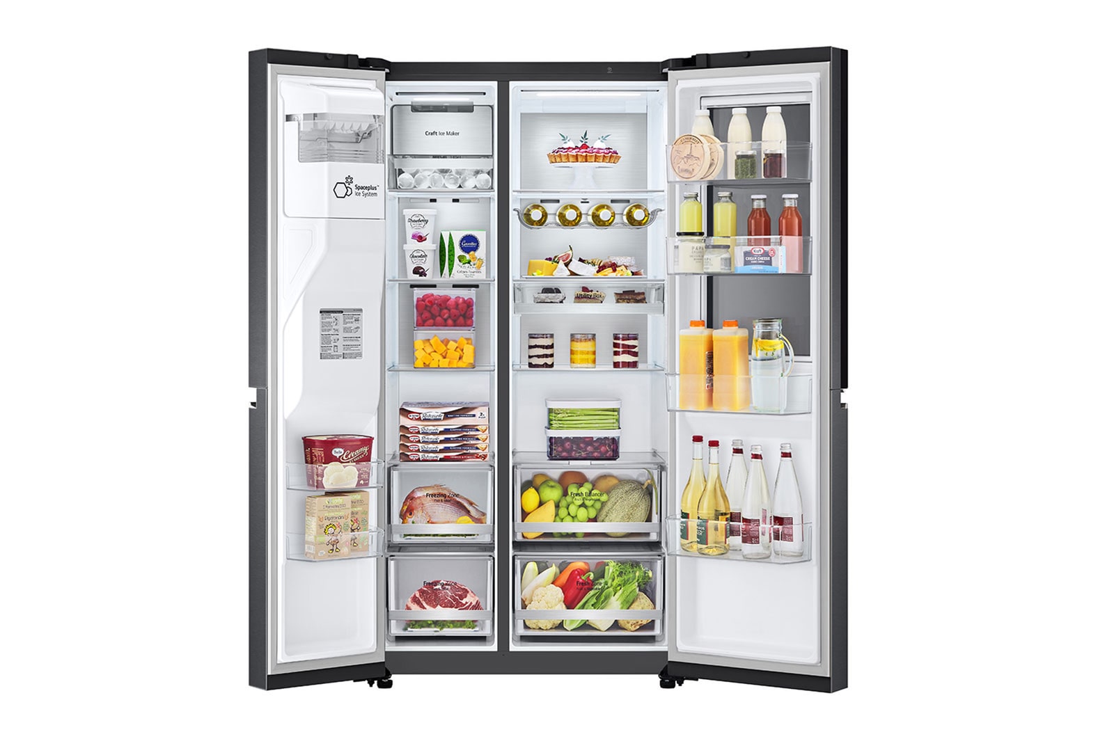 LG Side-by-Side Kühlschrank: InstaView, 628L, Eis-, Wasser-Spender, Smart Inverter