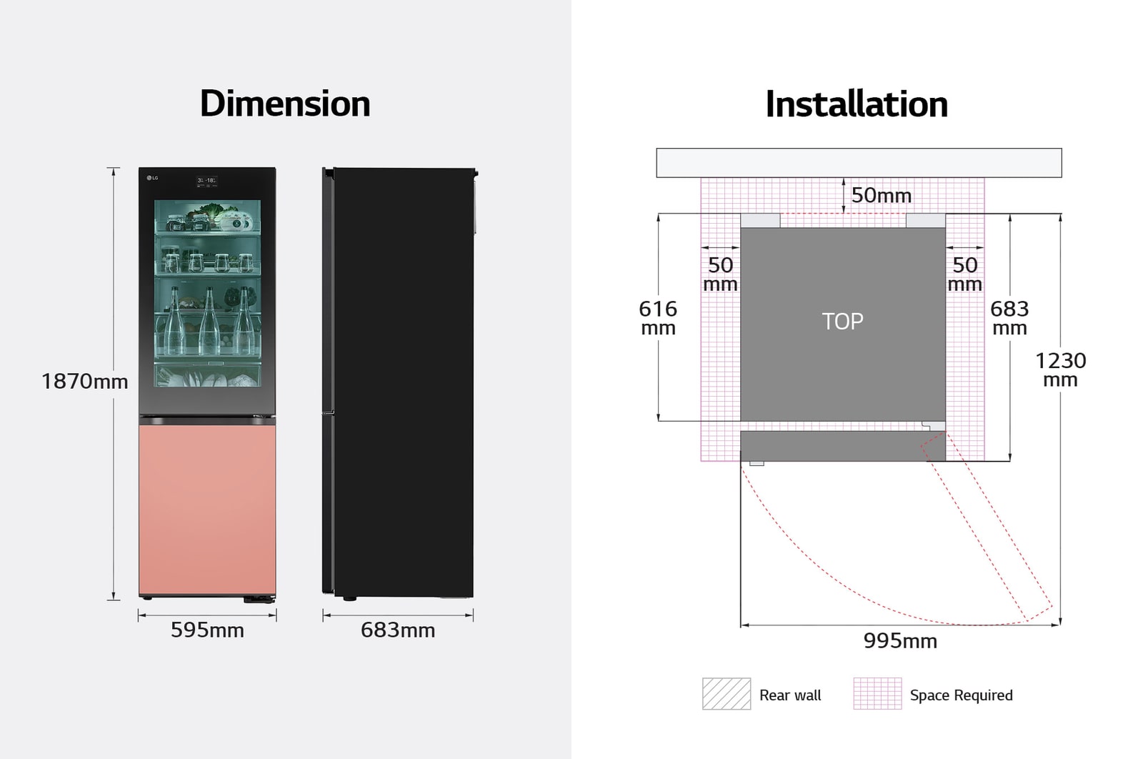 LG MoodUP® Intelligente Kühl-Gefrierkombination mit InstaView, Bluetooth-Lautsprecher & Farbwechsel-LED-Türen