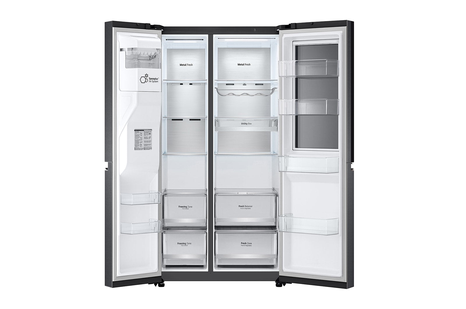 LG GSXV90MCAE InstaView Side-by-Side Kühlschrank, 635L, Eis- & Wasserspender, Mattschwarz