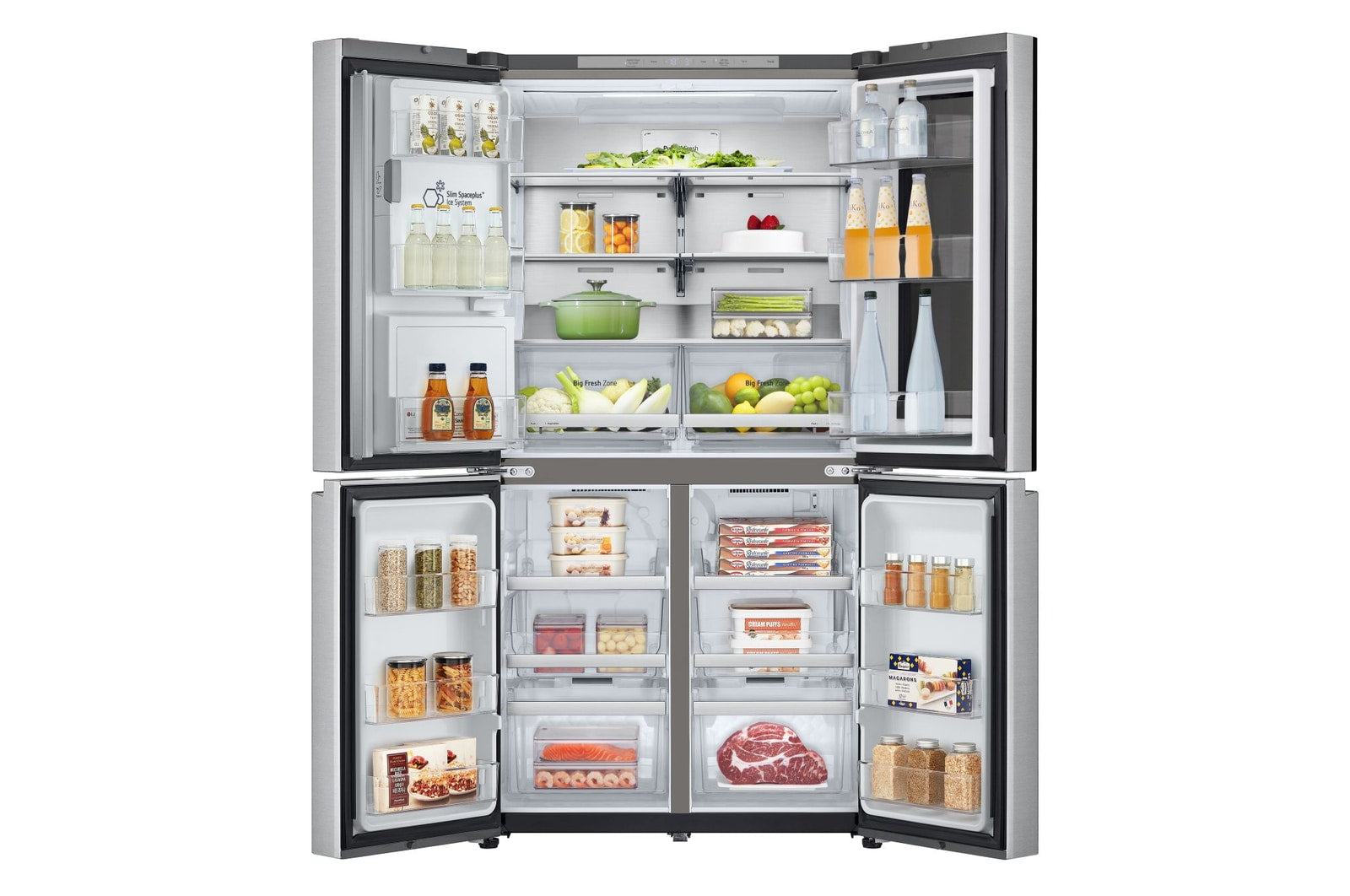 LG InstaView Multi-Door Kühlschrank 638L: Eis- und Wasserspender mit Festwasseranschluss