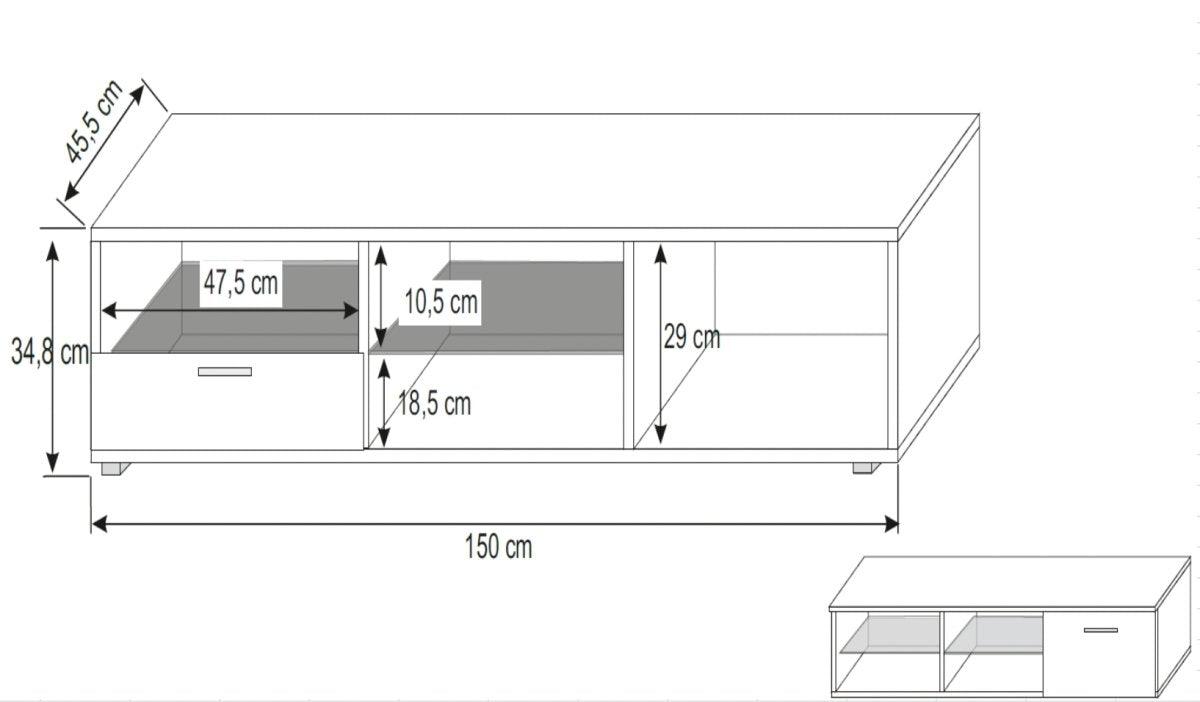 Modernes LED TV-Lowboard Bright: Elegantes Medienmöbel für stilvolles Wohnzimmer-Design