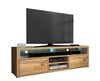Elegantes TV-Lowboard Credenza Eichenoptik mit Integrierter LED-Beleuchtung Medienmöbel Wohnzimmer