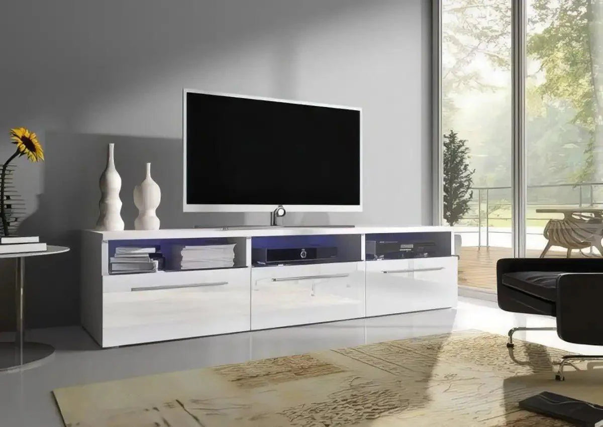Modernes TV-Lowboard Depose mit LED-Beleuchtung, Hochglanz, Viel Stauraum