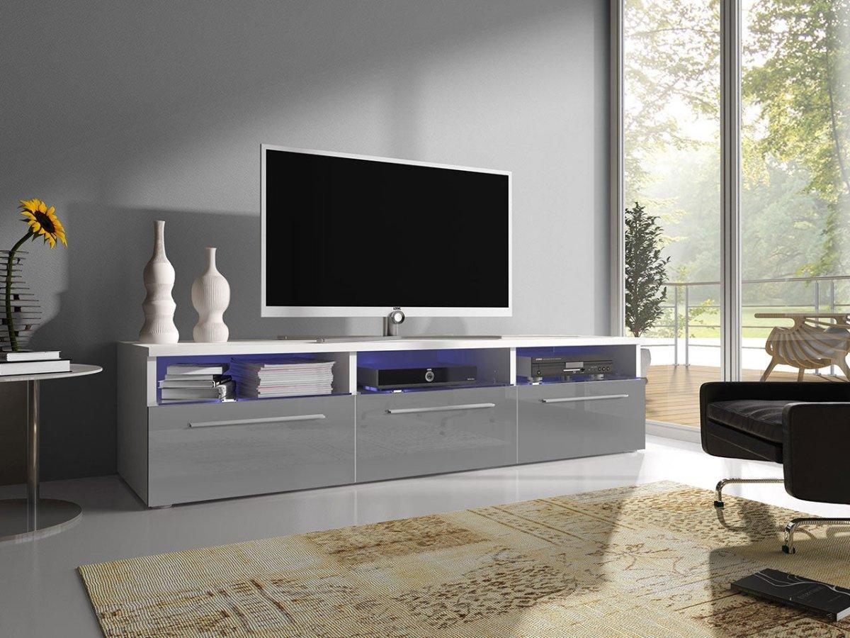Modernes TV-Lowboard Depose mit LED-Beleuchtung, Hochglanz, Viel Stauraum